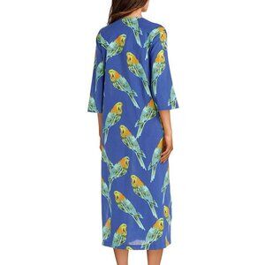 Kate Landry Casuals Embellished Blue Bird Print Maxi Dress Caftan